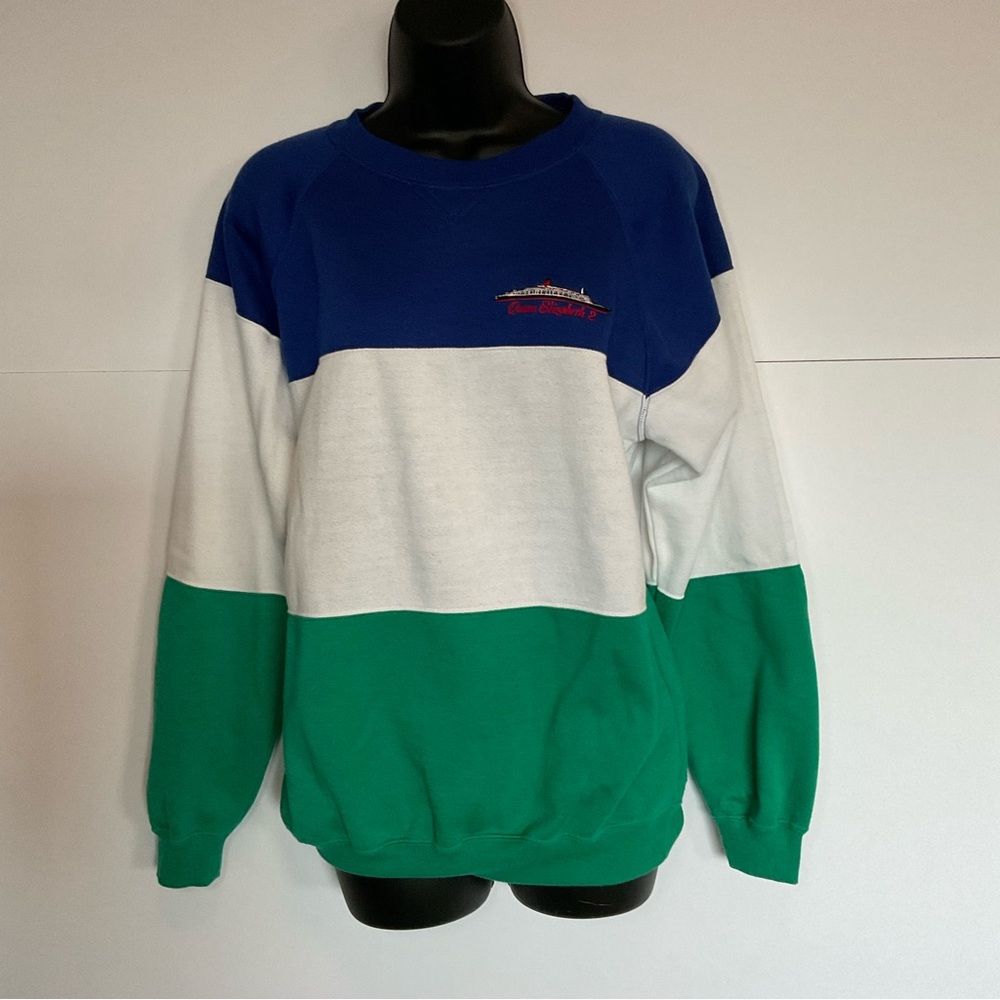 Queen Elizabeth 2 color block, sweatshirt, size medium cruise collection